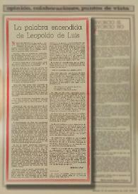 Portada:La palabra encendida de Leopoldo de Luis / Antonio Abad