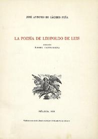 Portada:La poesía de Leopoldo de Luis / José Antonio de Cáceres Peña