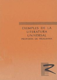 Portada:Exemples de la literatura universal : proposta de programa / José Carlos Rovira ; versió i adaptació a càrrec de Biel Samsano i Belso