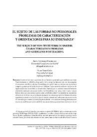 Portada:El sujeto de las formas no personales: problemas de caracterización y orientaciones para su enseñanza / Edita Gutiérrez Rodríguez, Pilar Pérez Ocón 