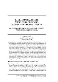 Portada:La grammaire à l’école élémentaire française : un enseignement sous tension…   / Patrice Gourdet 