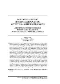 Portada:Aprenentatge per descobriment en l’educació gramatical: un estudi sobre els pronoms pronoms anafòrics  / Joana Batalha 