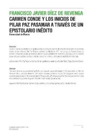 Portada:Carmen Conde y los inicios de Pilar Paz Pasamar a través de un epistolario inédito / Francisco Javier Díez de Revenga