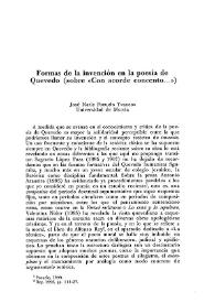 Portada:Formas de la invención en la poesía de Quevedo (Sobre “Con acorde concento...”) / José María Pozuelo Yvancos