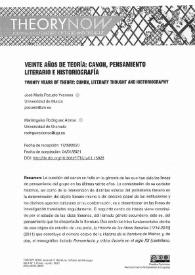 Portada:Veinte años de teoría: canon, pensamiento literario e historiografía / José María Pozuelo Yvancos, Mariángeles Rodríguez Alonso