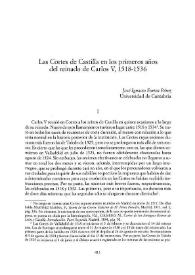 Portada:Las Cortes de Castilla en los primeros años del reinado de Carlos V, 1518-1536 / José Ignacio Fortea Pérez