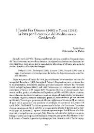 Portada:I Turchi Fra Otranto (1480) e Tunisi (1535): la lotta per il controllo del Mediterranéo Occidentale / Paolo Preto