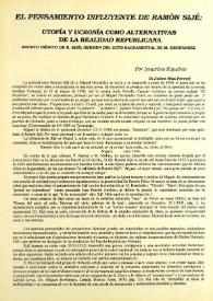 Portada:El pensamiento influyente de Ramón Sijé: utopía y ucronía como alternativas de la realidad republicana. Boceto inédito de R. Sijé: germen del autor sacramental de M. Hernández / Jesucristo Riquelme