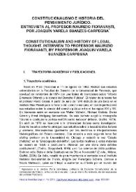 Portada:Constitucionalismo e historia del pensamiento jurídico. Entrevista al profesor Maurizio Fioravanti / Joaquín Varela Suanzes-Carpegna