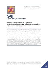 Portada:Mood variation with belief predicates: Modal comparison and the raisability of questions / Alda Mari, Paul Portner